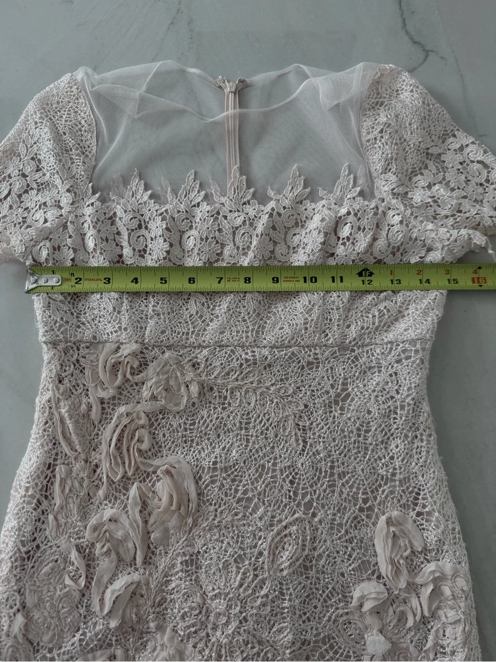 Rickie Freeman Teri Jon Blush Pink 3D Floral Lace Cocktail Dress Size 2